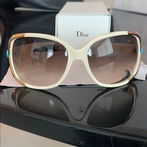 Dior creamy white/gold/turquoise oversized sunnies